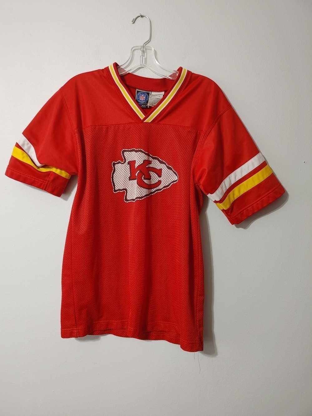 NFL Official KC Chiefs Red Kids Mesh Jersey with White and Yellow Trim
